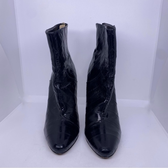 Jimmy Choo Brinley Eel Skin Black Stiletto Boots - Picture 2 of 6